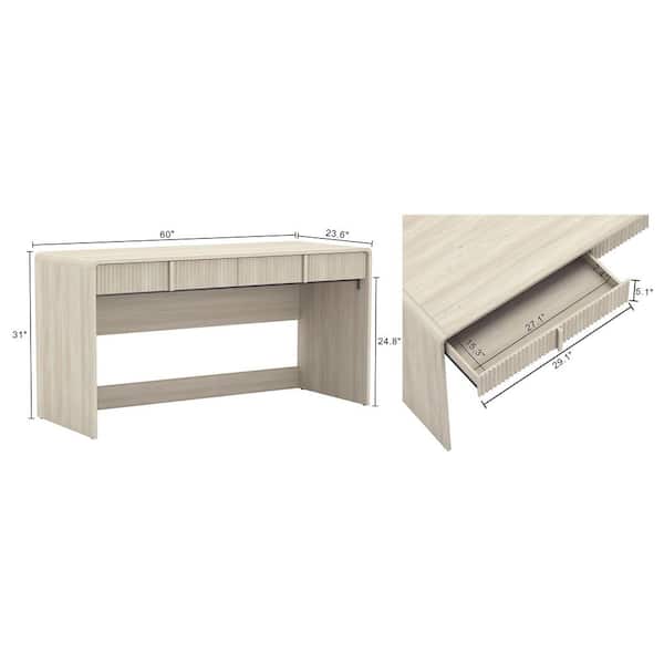 Manhattan Comfort Novara 60 in. Rectangular Whitewashed Oak 2