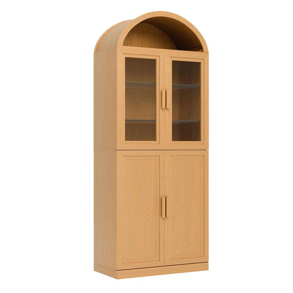 Natural 76 in. Wood Kitchen Pantry Cabinets Tall Storgae Cabinet Display Cabinet Kitchen Storage price history on PriceWatchPro