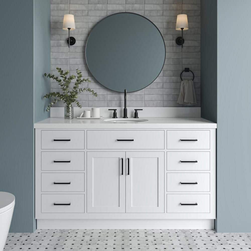 Hepburn 60 in. Single Sink Freestanding Bathroom Vanity in White with Pure White Quartz Top price history on PriceWatchPro