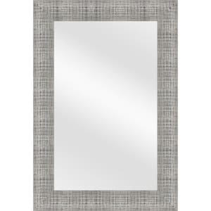 24 in. W x 35 in. H Rectangular Plastic Framed Wall Bathroom Vanity Mirror in Brushed Nickel (Screws Not Included)