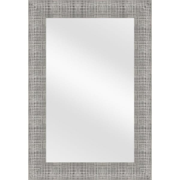 24 in. W x 35 in. H Rectangular Plastic Framed Wall Bathroom Vanity Mirror in Brushed Nickel (Screws Not Included)