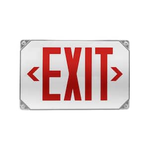 EXL5 Series 25-Watt Equivalent Integrated LED Outdoor White Emergency Exit Sign, Red Lettering