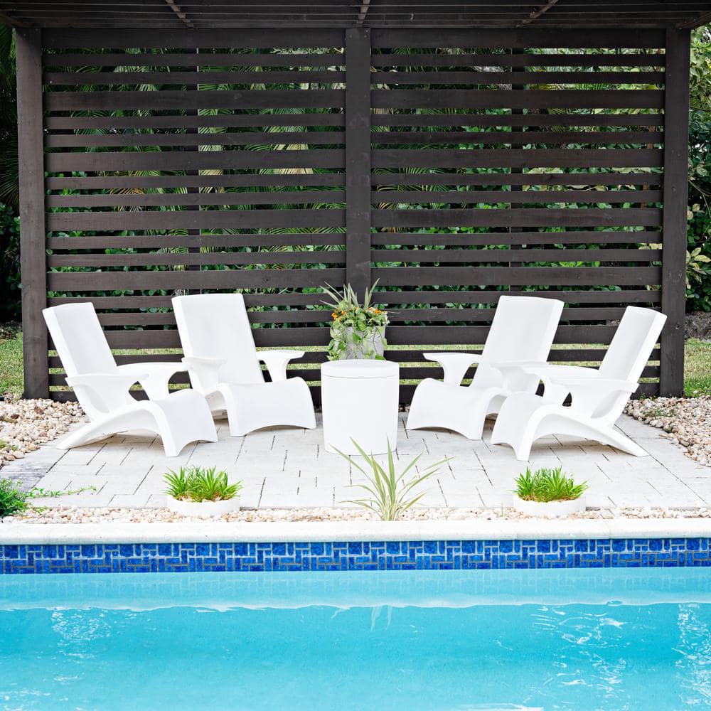 White Plastic Modern Adirondack Chaise Lounge Chair
