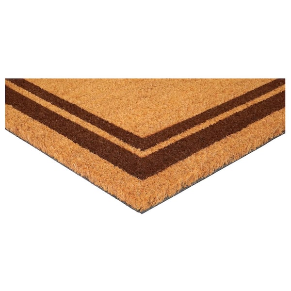 Brown Border Monogram Door Mat 18 in. x 30 in. (Letter T)