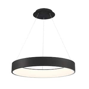 Corso 32 in. 750-Watt Equivalent Integrated LED Black Pendant with PC Shade