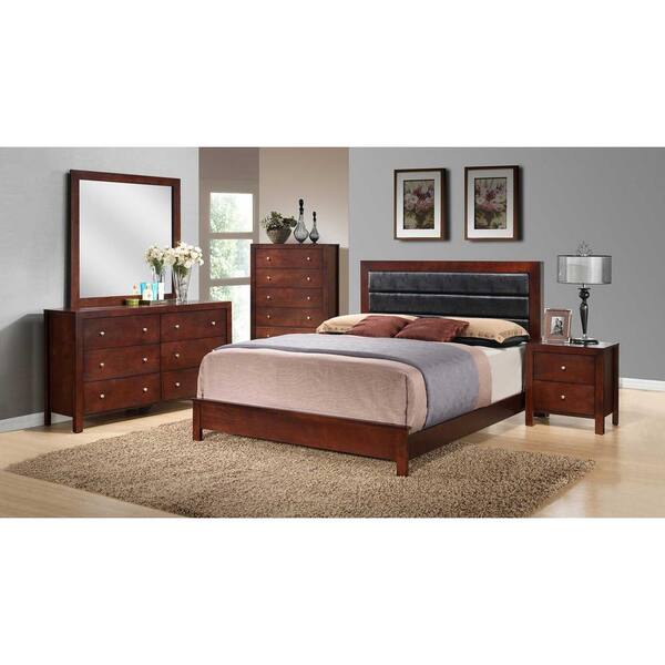 Glory Furniture G3125A 5-Piece Sleigh Bedroom Set in Cappuccino