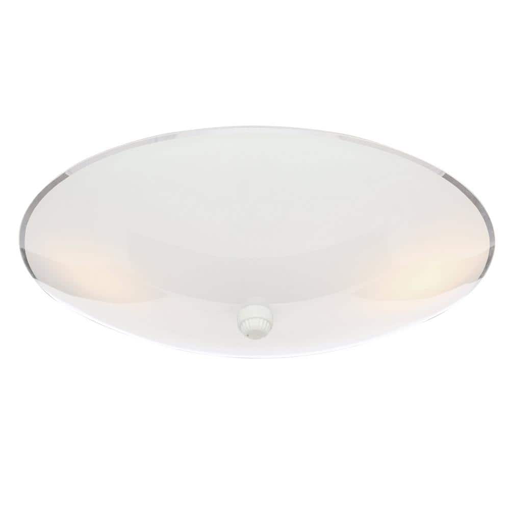 12" White Glass Drum Two-Light Ceiling Fixture