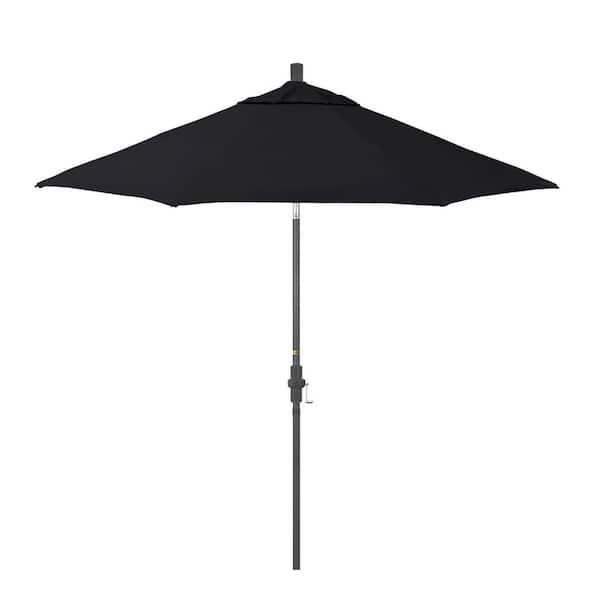 California Umbrella 9 ft. Grey Aluminum Market Patio Umbrella with Aluminum Ribs Crank Lift and Collar Tilt in Black Pacifica Premium