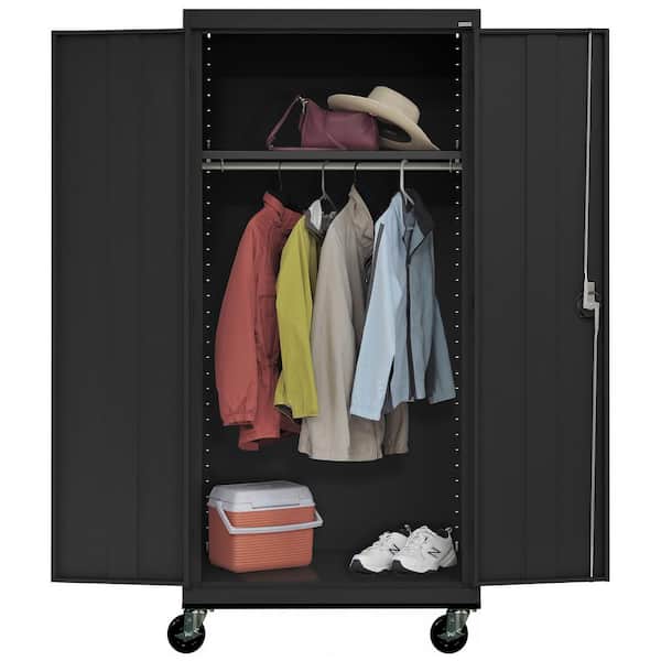 Transport Wardrobe Series 36 in. W x 78 in. H x 24 in. D 22-Gauge 2-Shelf Freestanding Storage Cabinet in Black