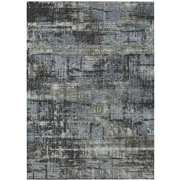 Chantille Machine Washable Indoor/Outdoor Abstract ACN1969 Charcoal 8 ft. x 10 ft. Area Rug