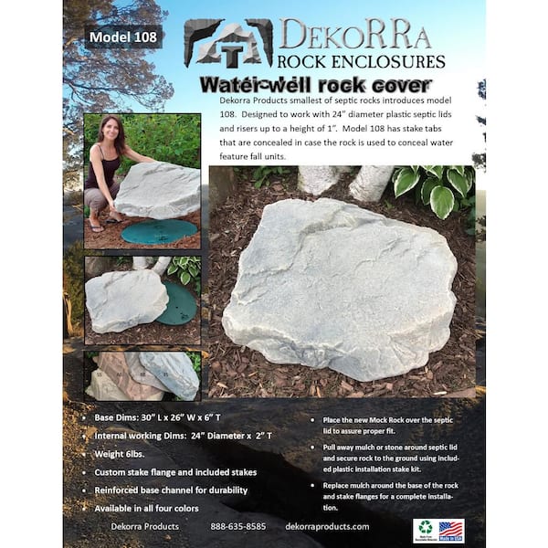 DekoRRa Mock Rock Model 108 Fake Rock Pond Skimmer Cover