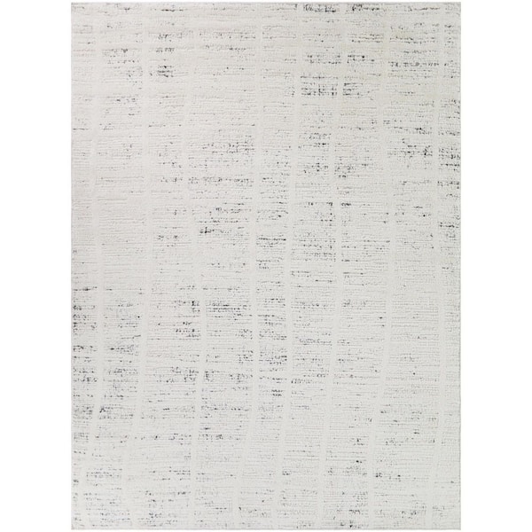 Ervin Cream/Black 8 ft. x 10 ft. Abstract Grid Area Rug