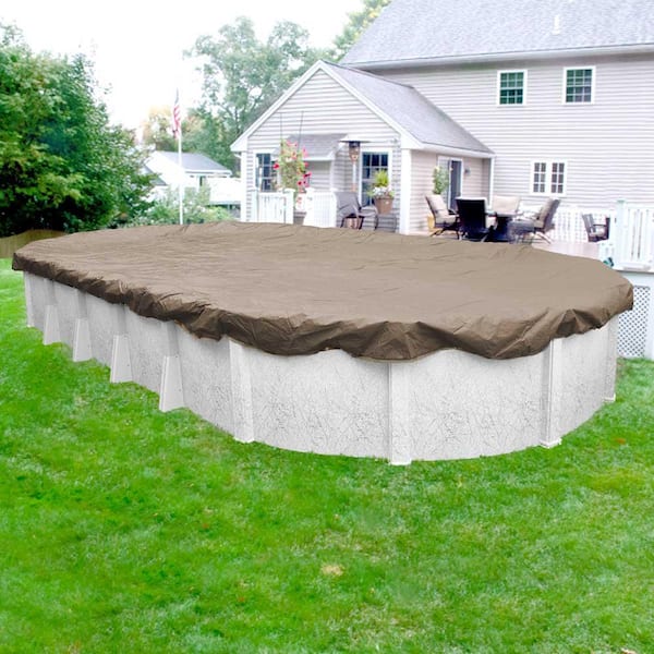 Pool Mate Sandstone 12 ft. x 18 ft. Oval Sand Solid Above Ground Winter Pool Cover