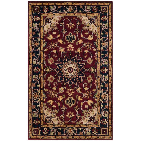 Classic Burgundy/Navy Doormat 2 ft. x 4 ft. Border Area Rug