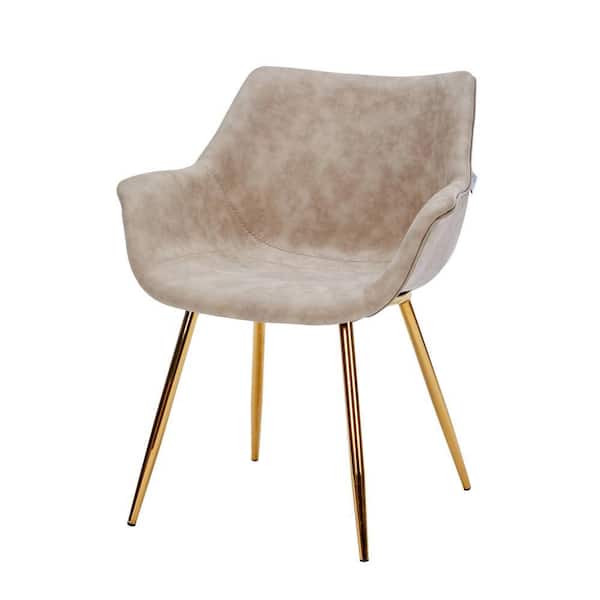 Leisuremod Markley Modern Leather Dining Arm Chair with Gold Metal
