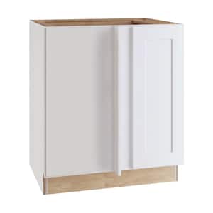 Newport Pacific White Plywood Shaker Assembled Blind Corner Kitchen Cabinet Sft Cls L 30 in W x 24 in D x 34.5 in H