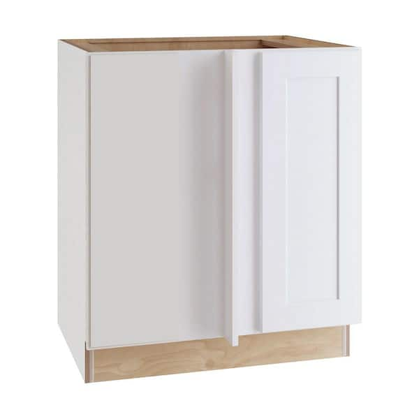 Home Decorators Collection Newport Pacific White Plywood Shaker Assembled Blind Corner Kitchen Cabinet Sft Cls L 30 in W x 24 in D x 34.5 in H