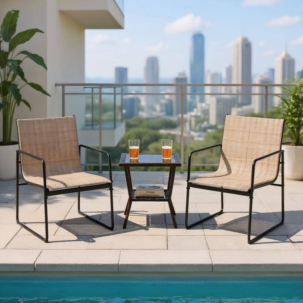 2 Brown Outdoor Chairs With Breathable Seat And Backrest Fabric price history on PriceWatchPro