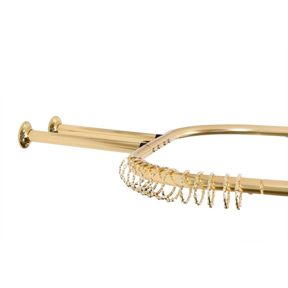 Gold Aluminum D-Shaped Ceiling Mounted Shower Curtain Rod Set