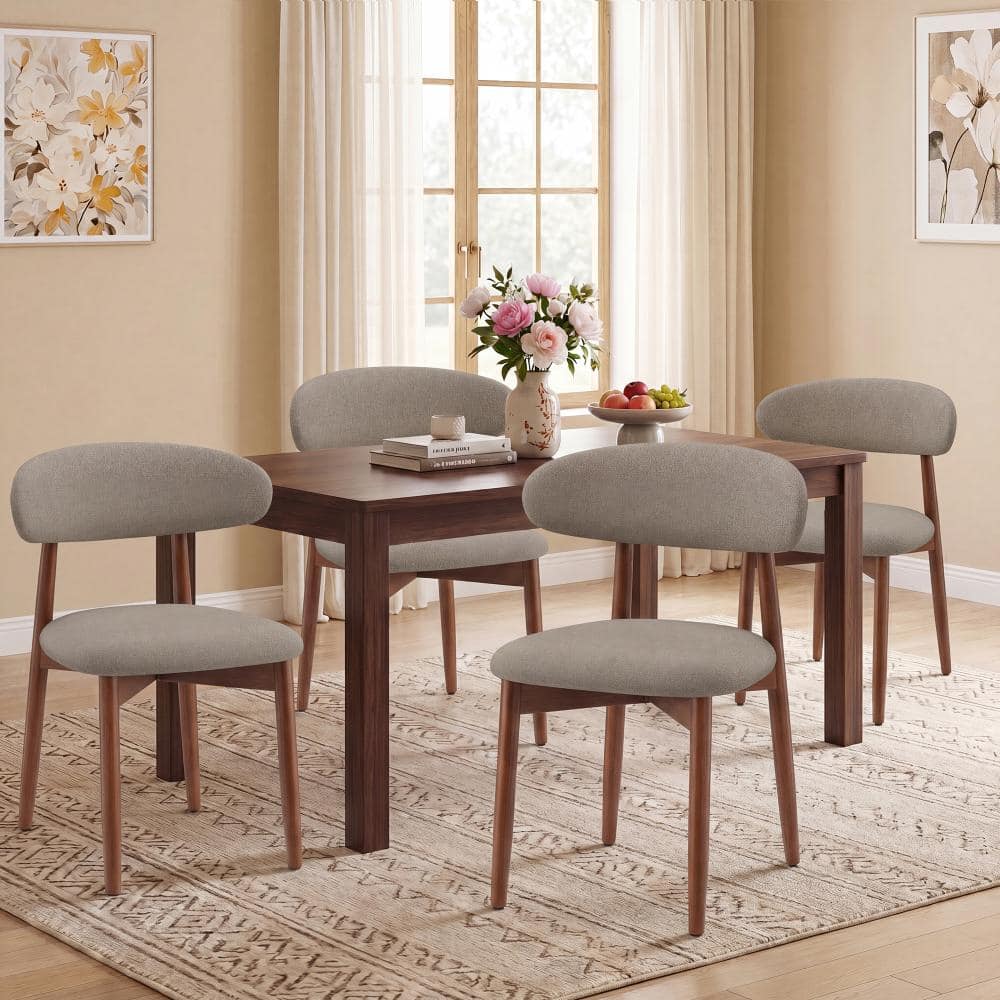 Set of 4 Modern Camel Fabric Upholstered Solid Wood Dining Chairs for Dining Room Kitchen price history on PriceWatchPro