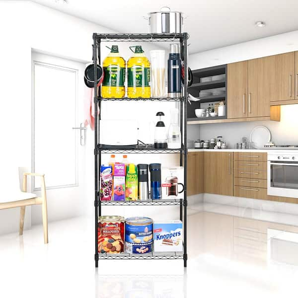 uhomepro 5-Shelf Metal Wire Storage Shelving Unit, Changeable Assembly  Floor Standing Carbon Steel Storage Rack for Home Kitchen Office Garage,  19Lx11Wx53H, Silver 