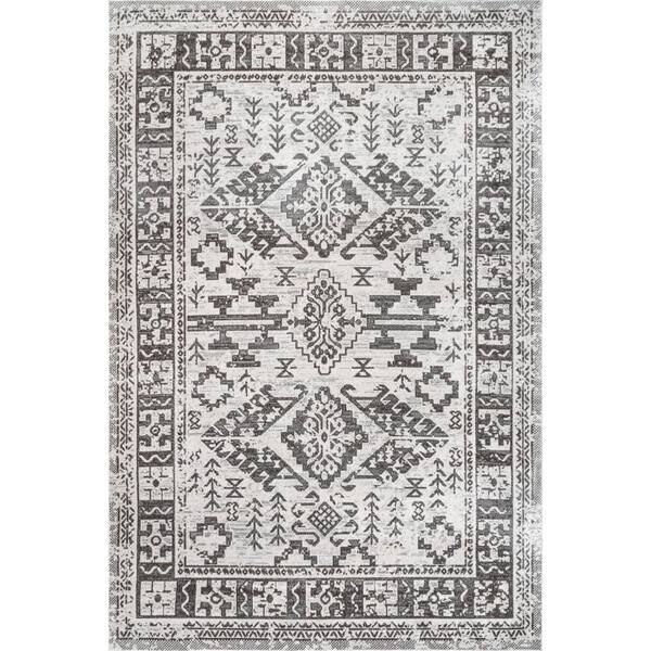 nuLOOM Serena Machine Washable Distressed Traditional Gray 8 ft. x 10 ft. Area Rug LPKV15A8010