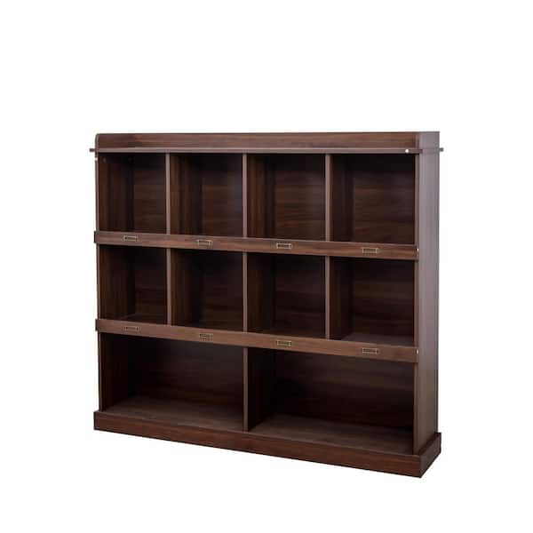 53.15 in. W x 11.81 in. D x 47.24 in. H Brown Linen Cabinet Bookcase with Storage Organizer
