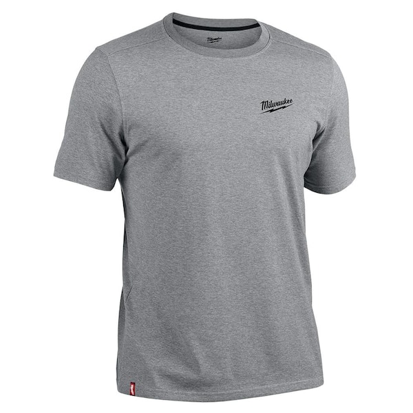 Milwaukee Men's Medium Gray Cotton/Polyester Short-Sleeve Hybrid