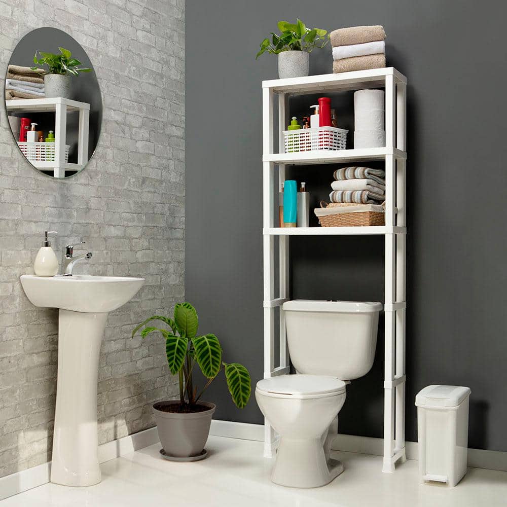 White Resin 3-Shelf Over-the-Toilet Bathroom Storage Unit