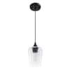 Merra 1-Light Matt Black Pendant with Seeded Glass Shade HCF-2805-11 ...