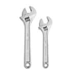 8 in. and 12 in. Chrome Adjustable Wrench Set (2-Piece)