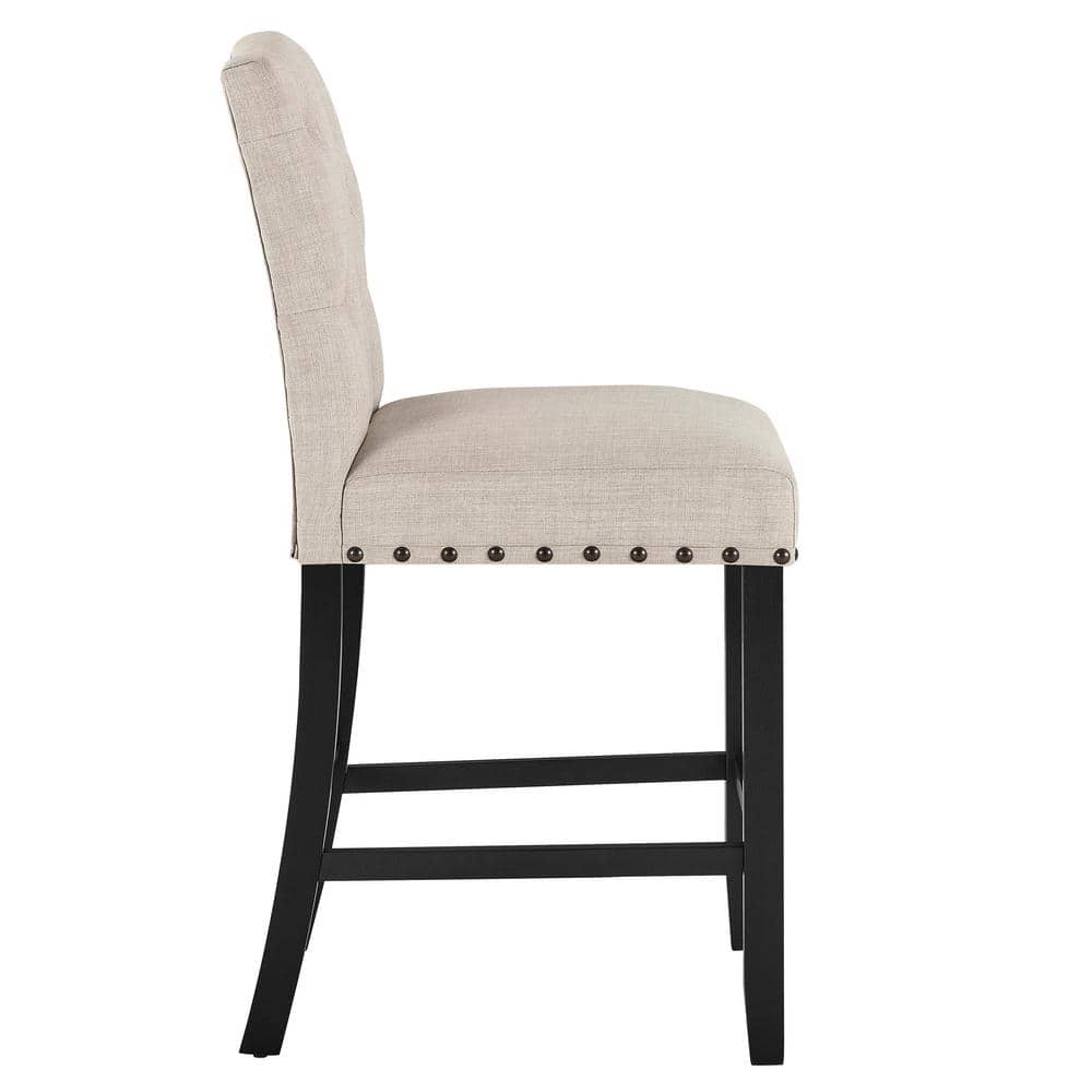 Daphne Beige and Black Solid Wood 5-Piece Counter Dining Set