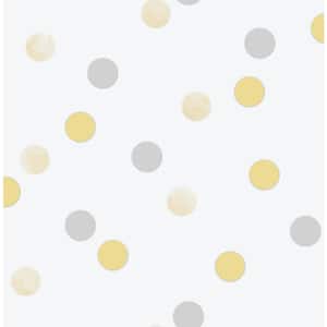 Dotty Polka Yellow/Silver Paper Strippable Roll (Covers 56 sq. ft.)