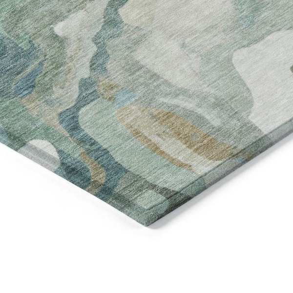 Chantille Machine Washable Indoor/Outdoor Abstract ACN2162 Teal 10 ft. x 14 ft. Area Rug