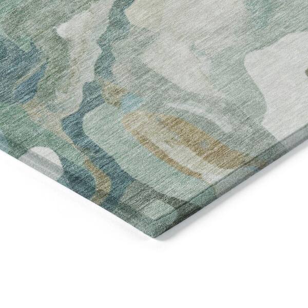 Chantille Machine Washable Indoor/Outdoor Abstract ACN2162 Teal 1 ft. 8 in. x 2 ft. 6 in. Accent Rug