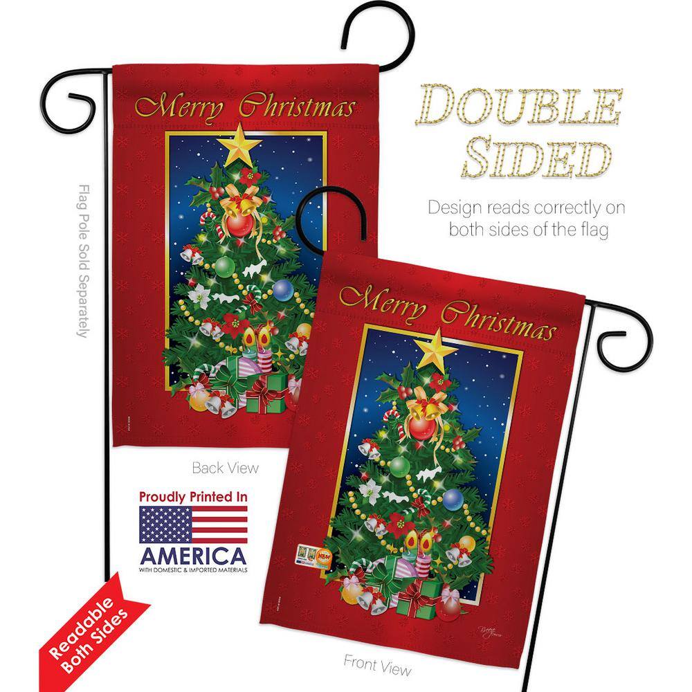 Merry Christmas Tree Double-Sided Polyester Garden Flag 13 x 18.5 in.
