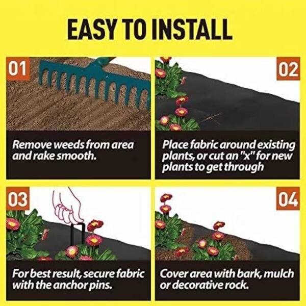 OriginA Garden Landscape Fabric Pro Commercial Weed Barrier Heavy Duty Driveway Gardening Mat Polypropylene Ground Cover Flower Vegetable Raised Beds Lawn Yard Landscaping Cloth Black 3ft x 300ft 
