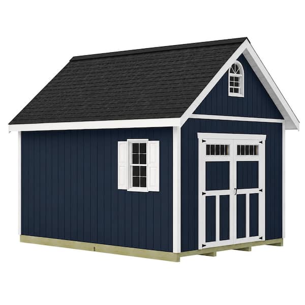Planner's Paradise 12 ft. x 16 ft. Wood Shed Kit with Elegant Transom Doors, Loft and FortressFloor (192 sq. ft.)
