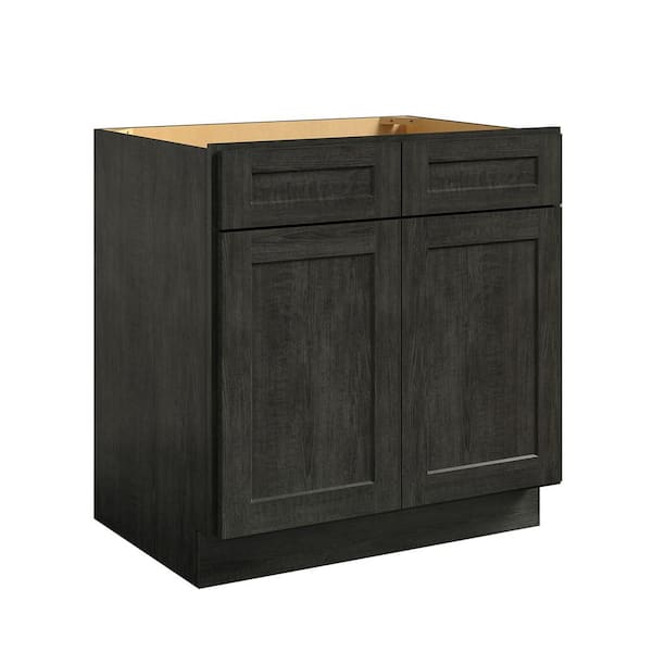 Hausvita 33 in. W x 24 in. D x 34.5 in. H in Shaker Charcoal Plywood Ready to Assemble Sink Base Cabinets with Shelf