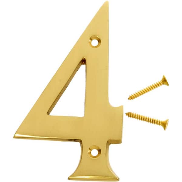 HY-KO 4 in. Premium Solid Brass Number 4