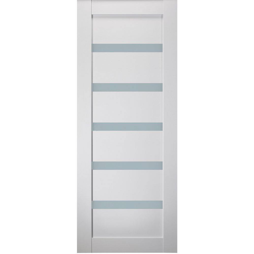 Leora N 28 in. x 84 in. No Bore 6-Lite Frosted Glass Bianco Noble Solid Composite Core Wood Interior Door Slab price history on PriceWatchPro