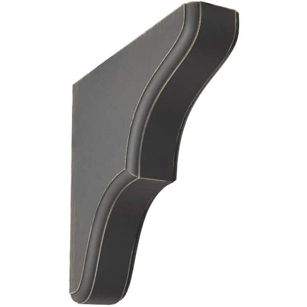Ekena Millwork 1-3/4 in. x 7-1/2 in. x 7-1/2 in. Black Stratford Wood Vintage Decor Bracket