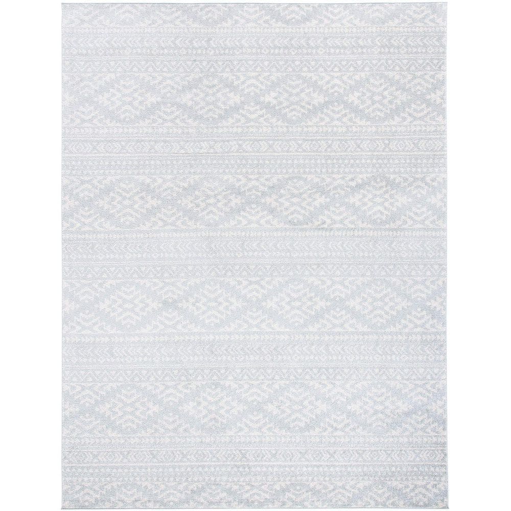 Light Gray Polypropylene 8 ft. x 10 ft. Geometric Indoor Area Rug