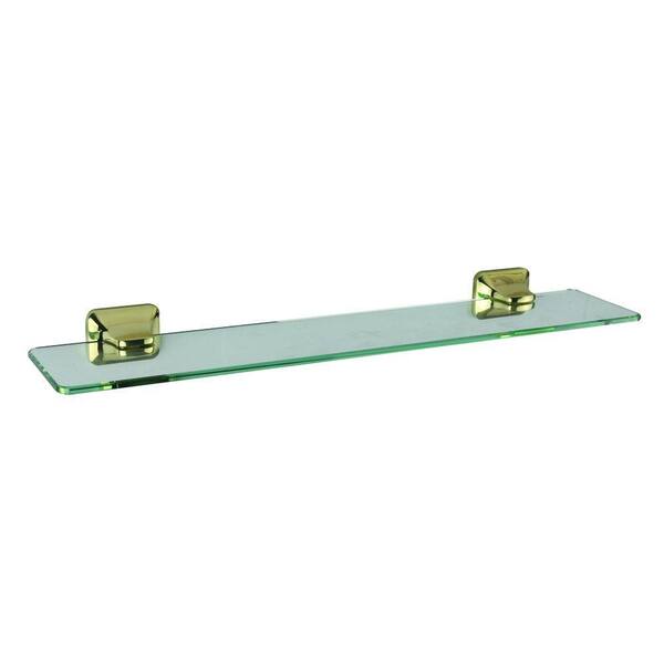 Design House Millbridge 20 in. W Wall Mount Glass Shelf in Polished Brass