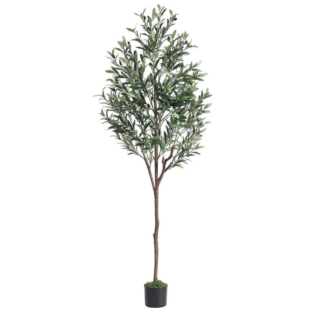 6 ft. Artificial Olive Tree in Pot with Lifelike Fruits and Realistic ...