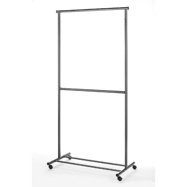 Gray Steel 2-Rod Clothes Rack 36 in. W x 73.46 in. H