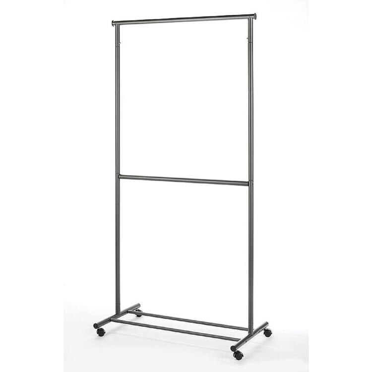 Whitmor Gray Steel 2-Rod Clothes Rack 36 in. W x 73.46 in. H