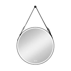 32 in. W x 32 in. H Large Round Metal Framed LED Dimmable Anti-Fog Wall Bathroom Vanity Mirror in Black