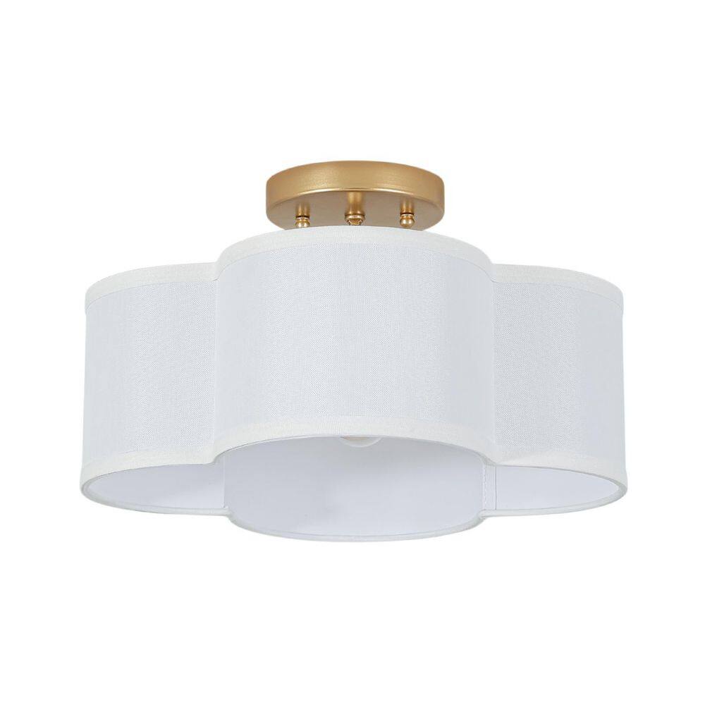 Haven 4-Light 13.8-in W Painted Gold Fabric Four-Petal Semi-Flush Mount for Bedroom and Nursery price history on PriceWatchPro