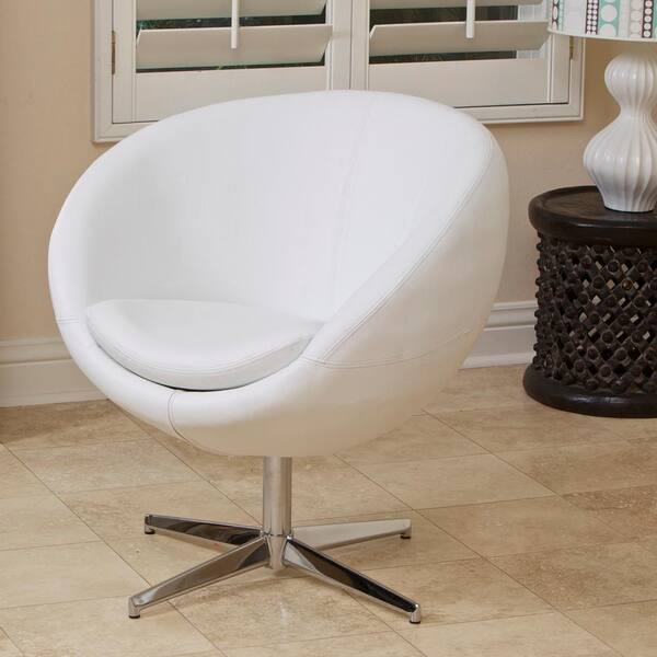 white leather round chair